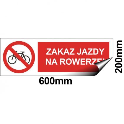 Naklejka Zakaz Jazdy Na Rowerze - Materiał Samoprzylepny Winyl - Rozmiar 600x200mm sklep BHP