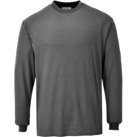Antystatyczny Trudnopalny T-shirt z Długim Rękawem Portwest Modaflame FR11 - Szary - EN1149-5 EN11612 IEC61482-2 sklep BHP