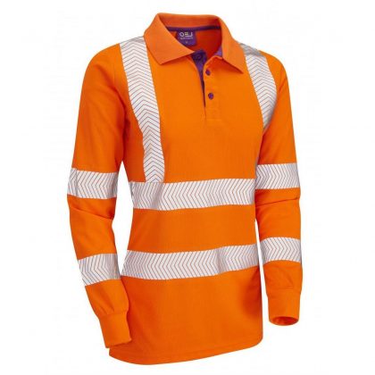 Pomarańczowa koszulka bezpieczeństwa polo damska z rękawami Pollyfield Class 2 Coolviz Plus - ISO 20471 - PL08-O