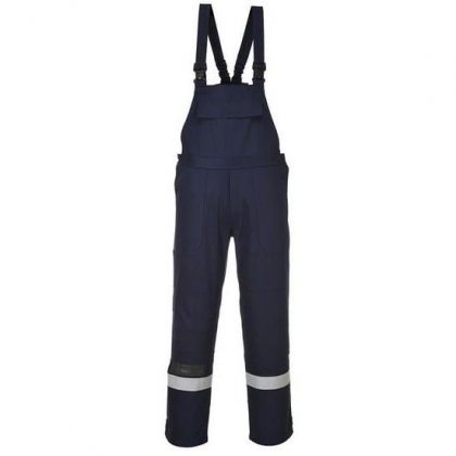 Portwest Bizflame Plus spodnie posiadające szelki koloru granatowego - regularne nogawki - PW-FR27NAR