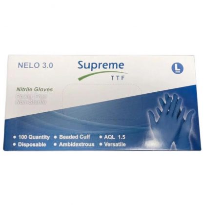 Jednorazowe rękawice bezpudrowe niebieskie nitrylowe Supreme TTF NELO3.0 - 100 szt. - EN 455/1/2/3 i EN 374/1/2/3
