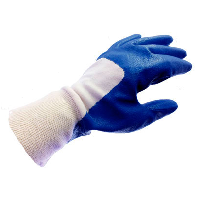 Wykrywalne rękawice nitrylowe - tkane mankiety - Powlekane połowicznie -  EN388 (3121)