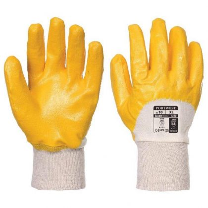 Rękawice z dzianiny z żółtym nitrylem - AS / NZS 2161 .3 AS / NZS 2161 .2 EN 388 (4.1.1.1.) ANSI / ISEA 105 - 2011 Poziom ścieralności (4) EN 420